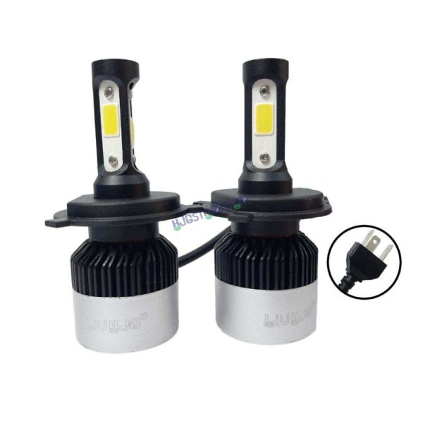 HJG Original Nighteye LED Car Headlight Bulbs with H-4 Fitting COB Chips 6500K White, for bike and car (Pack of 2)