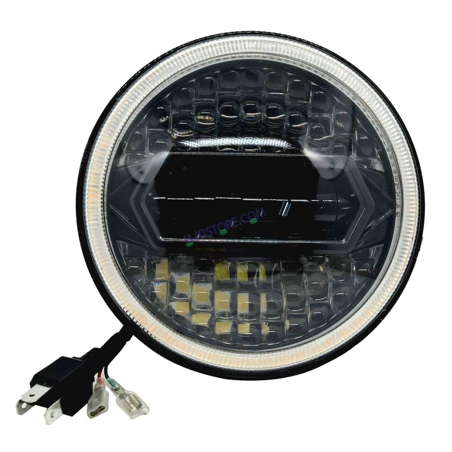 HJG 7 Inch Diamond Cut Round Led Headlight Fits in Royal Enfield all model and Mahindra Thar