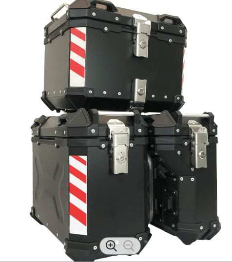 Aluminium Panniers - Set of 3 (Top box 45 Litres and Side 37 Litres Each ) Black