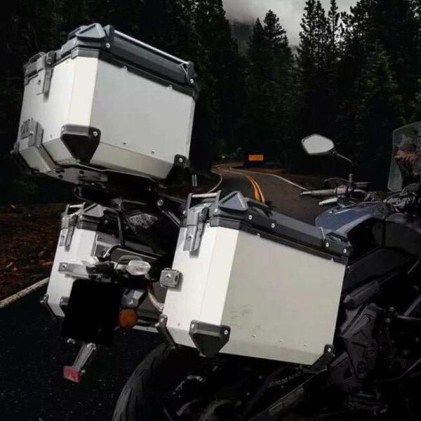 Second image of Aluminium Panniers - Set of 3 (Top box 45 Litres and Side 37 Litres Each ) Black