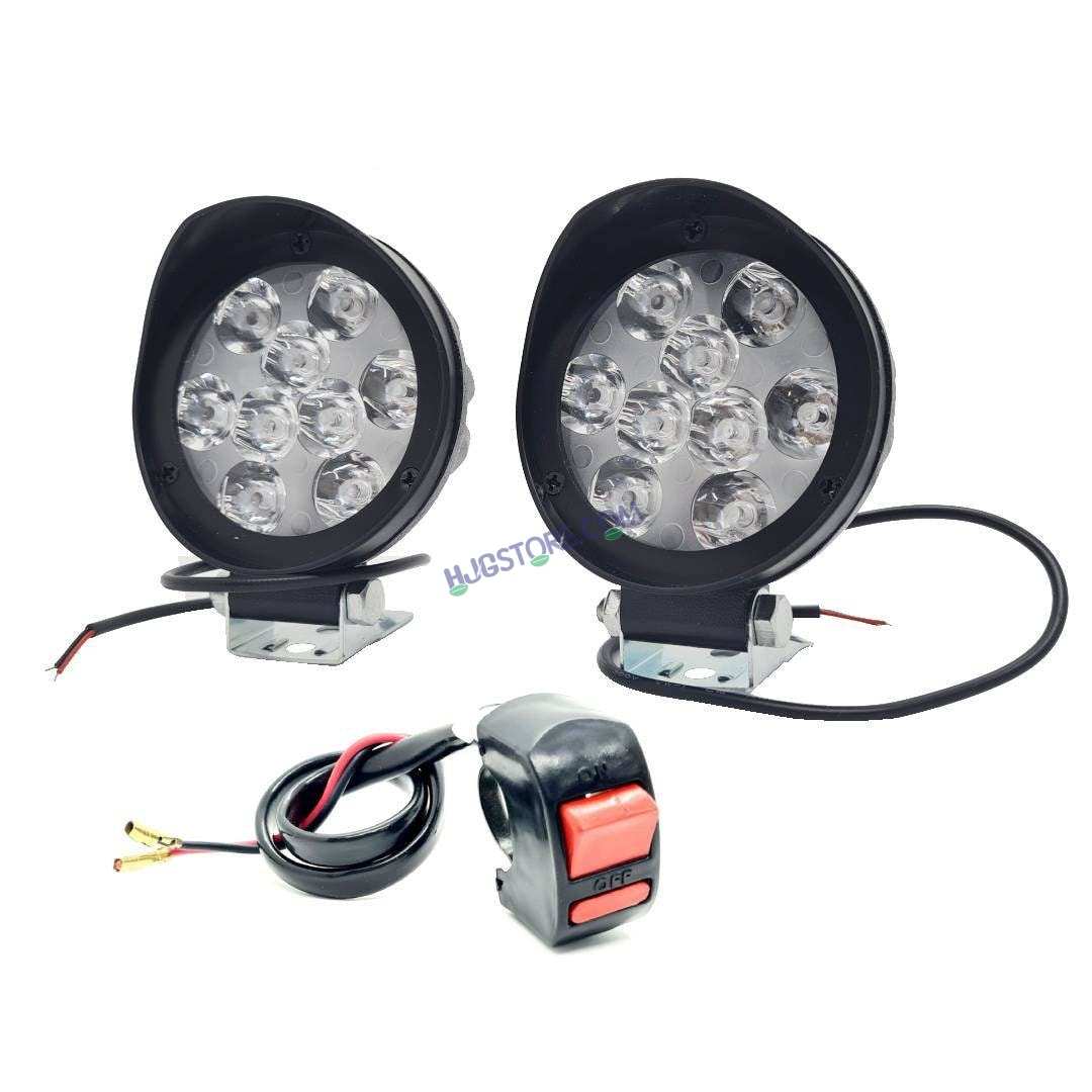 HJG 9 LED Cap Fog Light For Universal For Bike Universal For Car (Set of 2 with Switch)