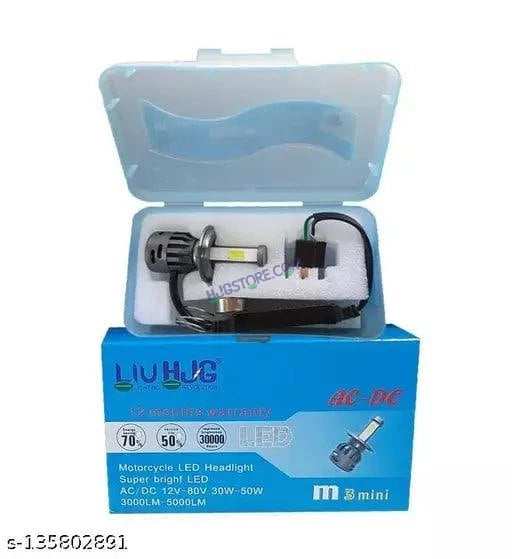 HJG M3 Mini ORIGINAL LED Headlight Bulb H4 50W For All Motorcycles (Low and High Beam Bulbs (White) AC/DC 50Watt 3 Side Chip) - Type H4