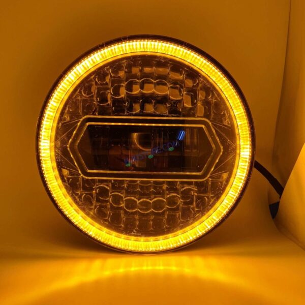 Second image of HJG 7 Inch Diamond Cut Round Led Headlight Fits in Royal Enfield all model and Mahindra Thar