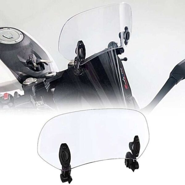 UNIVERSAL MOTORCYCLE WINDSHIELD EXTENDER ADJUSTABLE SPOILER CLAMP ON WINDSHIELD DEFLECTOR