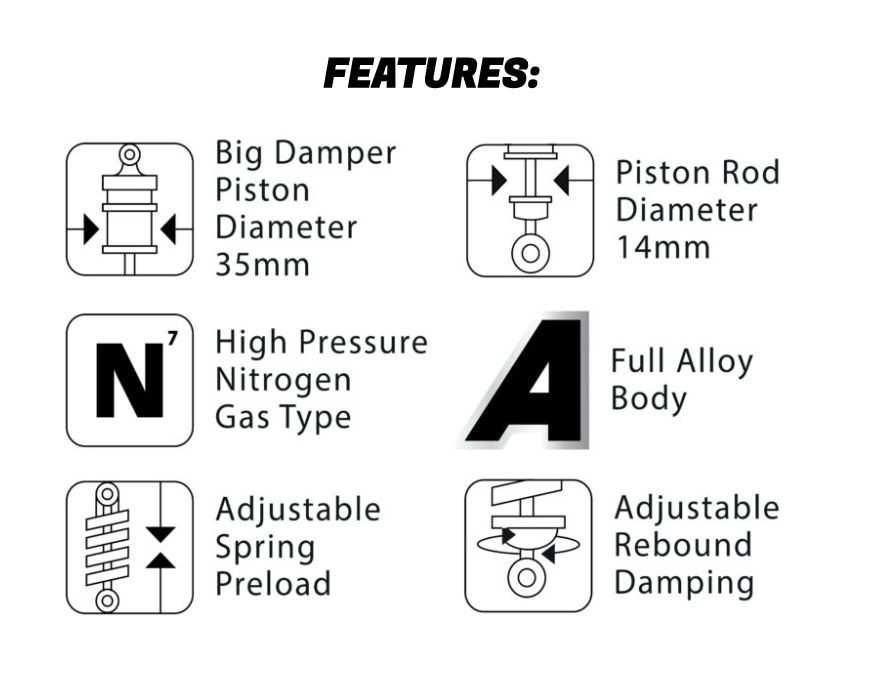 Second image of RCB SB-5 SERIES SUSPENSION REAR SHOCK ABSORBER FOR AEROX 01A0137
