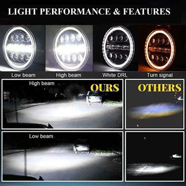 Second image of HJG 7 Inch 12 LED Full Ring Headlight Fitting Headlight Compatible with Royal Enfield Classic All Models