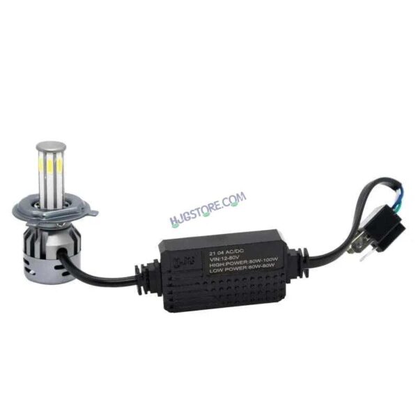 Second image of HJG M8 ORIGINAL 100W LED Headlight Bulb H4 For All Motorcycles (Low and High Beam Bulbs (White) AC/DC 100Watt 8 Side Chip) - Type H4