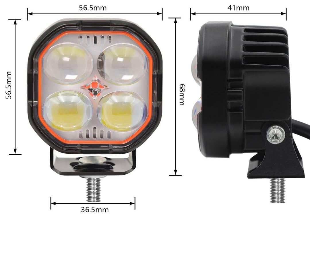 Baobao 4 LED Spotlight (12-30V). Universal for All 2 Wheelers and Cars with 5 Mode Lighting with Flash. (Pack of 1)