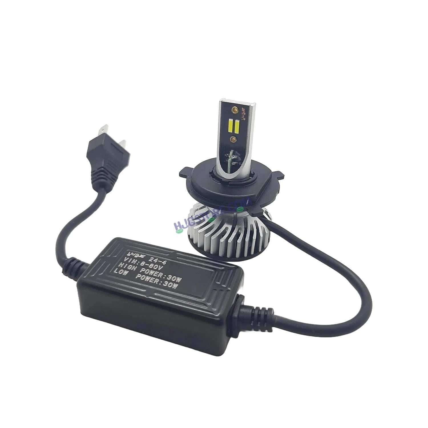 HJG M2 30W AC/DC H4 Headlight LED Bulb 30W LIU HJG M2 30W AC/DC Head Light Lamp H4 LED Mini Projector Lens with Fan for Bike Bulb 4500LM Conversion Kit Hi/Lo Beam Headlight 12V/24V for Motorcycle, Set of 1, White Hi/Lo