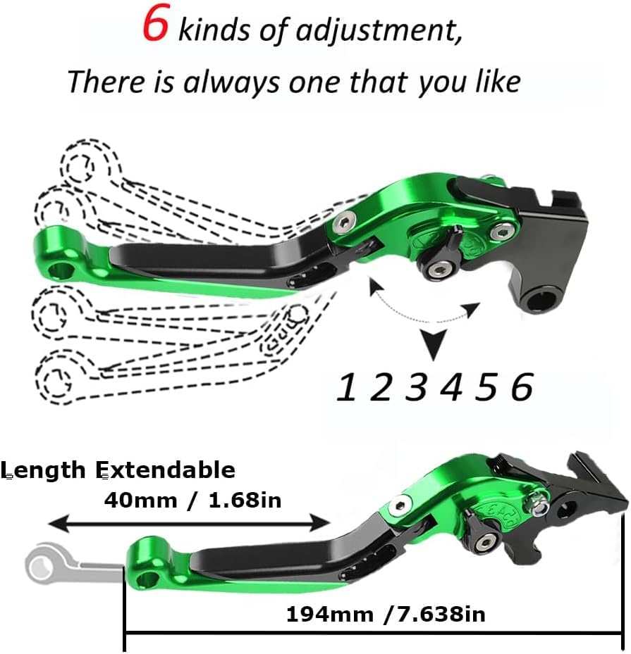 Second image of Motocycle Brake Clutch Levers Set Foldable Brake Levers Extendable with Z Logo Compatible with Kawasaki Z900 Z 900 (Green)