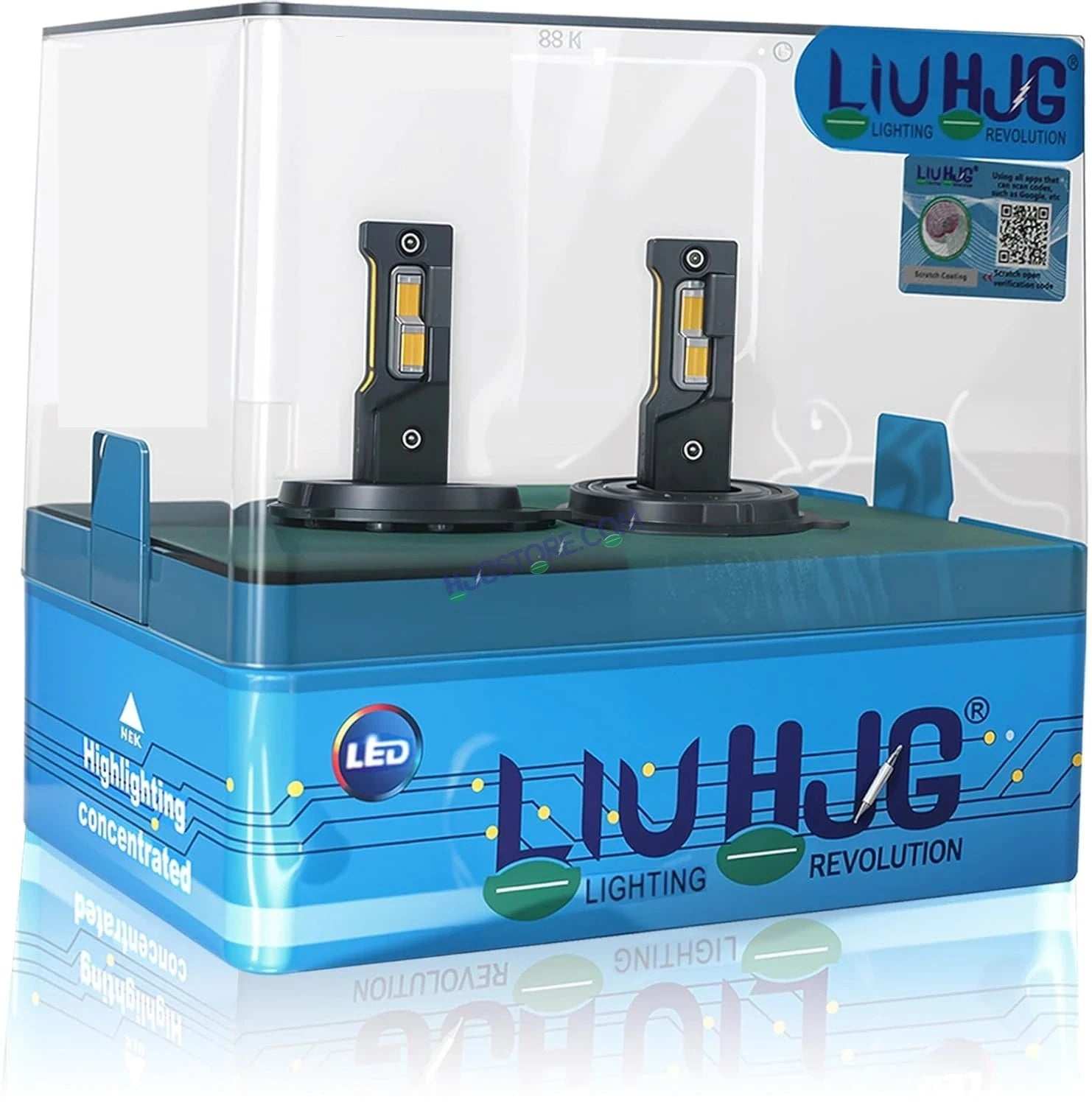 HJG 240W 9005/HB3 LED Vehicle Headlight Bulb (2 * 120 WATTS) 2 Pc LED Headlight Bulb 9005/HB3 240W For All Cars (Low and High Beam Bulbs (White) AC/DC 240Watt) - Type 9005/HB3 Socket