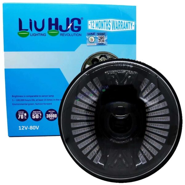 HJG 7 Inch Angel Wings White LED Headlight Angel Wings Headlight Assembly for Thar Royal Enfield | 75-120W CREE/Osram LED Chip Multi color Compatible with Royal Enfield, Jeep, Thar, Gypsy