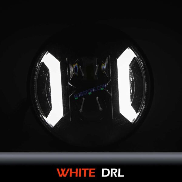 Second image of HJG 7 Inch Hexagon White LED Headlight New Model Hexagon Headlight Assembly for Thar Royal Enfield | 75-120W CREE/Osram LED Chip Multi color Compatible with Royal Enfield, Jeep, Thar, Gypsy