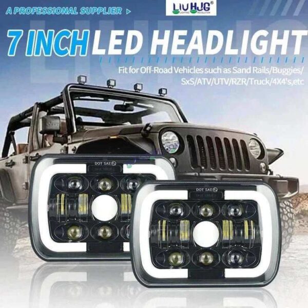 Second image of HJG Arrow Drl Amber Turn Signal Lamps Offroad Square 12v 45w 4x6" 5x7" Inch Led Headlights For Jeep, Splendor 231036