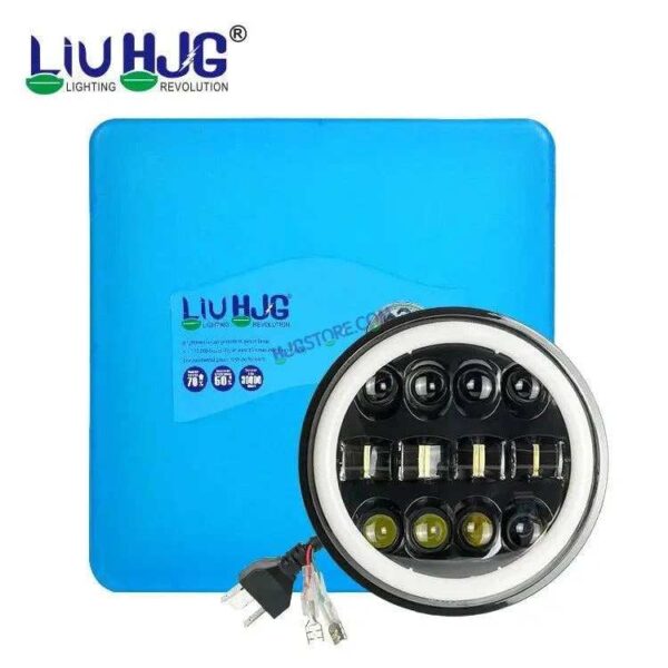 Second image of HJG 7 Inch Fashion Design Hi/lo Beam Black Round 7" Headlight 60w H4 Led Headlamp 7inch Drl Led Headlight 231045 HJG