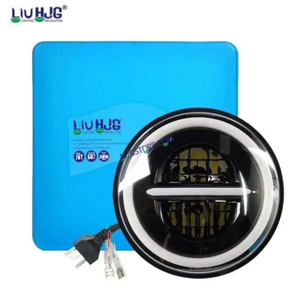 Second image of HJG 7 Inch Led Headlight Assembly Halo Lights Dual Color Yellow White 7 Inch Round Motorcycle Lights For Jeeps Universal Car Compatible with Royal Enfield, Jeep & Harley Davidson Minus 2