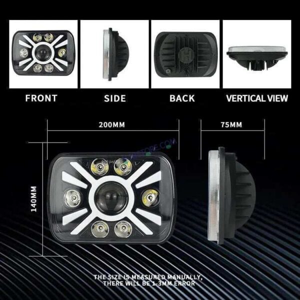 Second image of HJG X Shape Splendor Lens Headlight Assembly Square 12v 45w 4x6" 5x7" Inch Led Headlights For Jeep, Splendor Headlight Assembly HJG 231200