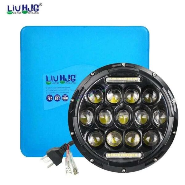 HJG 7 Inch Led Headlight Assembly Halo Lights Dual Color Yellow White 7 Inch Round Motorcycle Lights For Jeeps Universal Car Compatible with Royal Enfield, Jeep & Harley Davidson 231042 HJG