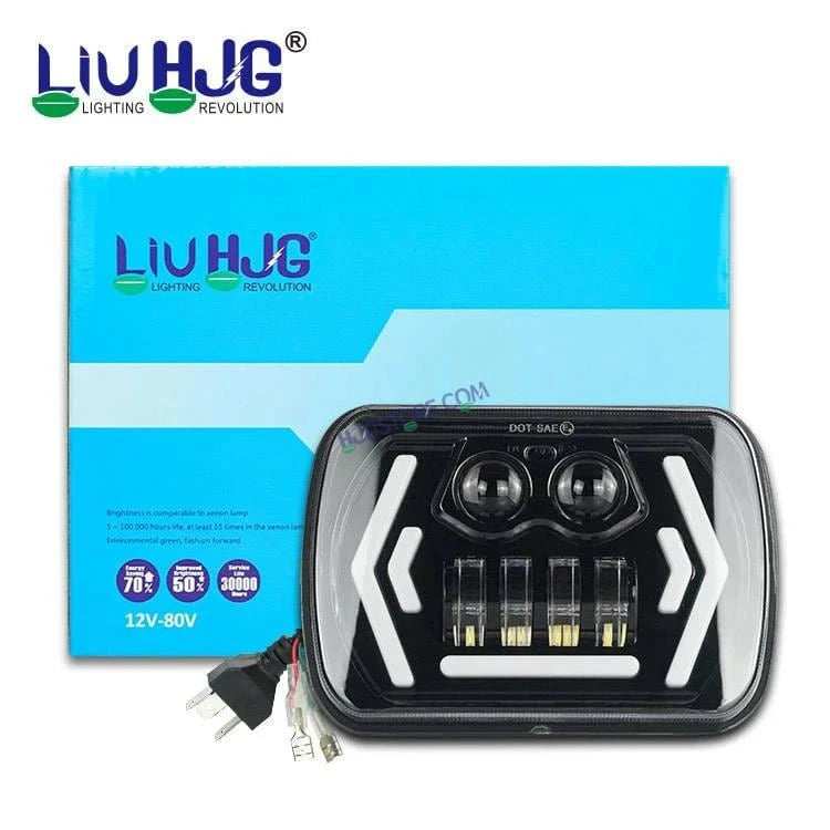 HJG 90w Hi/lo Beam 6x7 5x7 Projector Sealed Beam Rectangle Truck Led Headlights With Drl