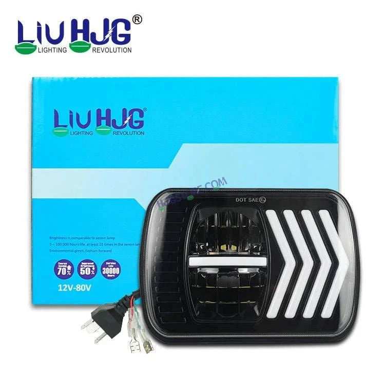 HJG 90w Hi/lo Beam 6x7 5x7 Projector Sealed Beam Rectangle Truck Led Headlights With Drl 231194