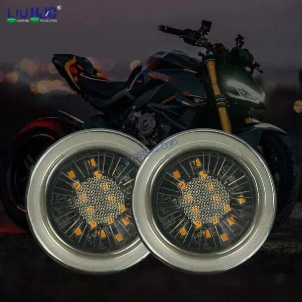HJG Indicator Round Waterproof Flexible Blinker Bright LED Indicators Universal For All Bike Models Motorcycle Turn Signal Lights HJG Indicator with DRL 231118