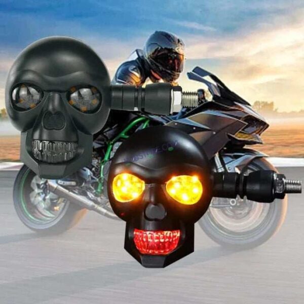 HJG Skull Indicator Skull Shape Turn Signal Lights Indicator Universal for All Bikes Models Turn Signal Lights Motorcycle Set of 2 HJG Skull Indicator