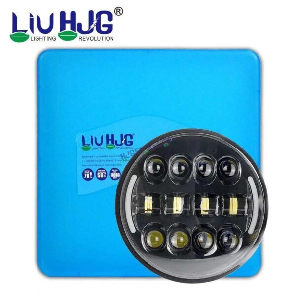 Second image of HJG 7 Inch Led Headlight Assembly Halo Lights Dual Color Yellow White 7 Inch Round Motorcycle Lights For Jeeps Universal Car Compatible with Royal Enfield, Jeep & Harley Davidson Tuff Plus New 231046