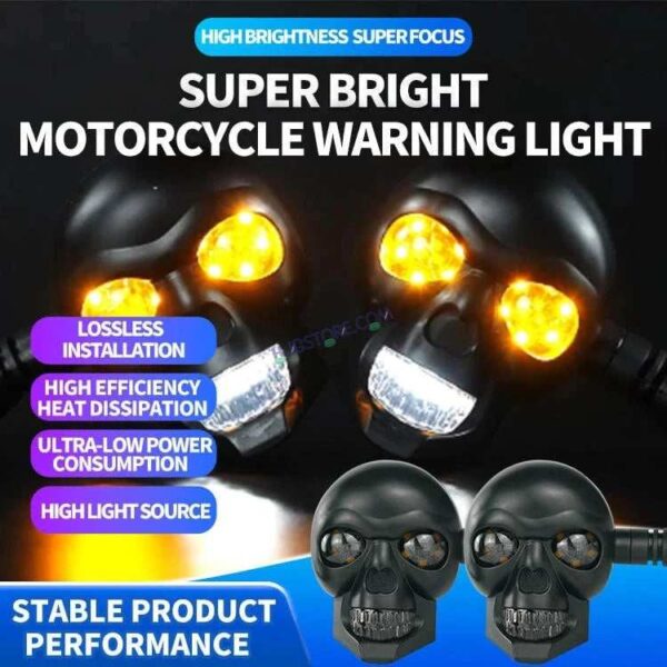 Second image of HJG Skull Indicator Skull Shape Turn Signal Lights Indicator Universal for All Bikes Models Turn Signal Lights Motorcycle Set of 2 HJG Skull Indicator