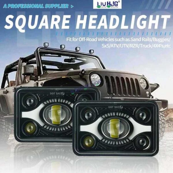 Second image of HJG DOT Approved High Beam LED Headlamp High Brightness 4x6 Inch Rectangular LED Headlight 231214 HJG