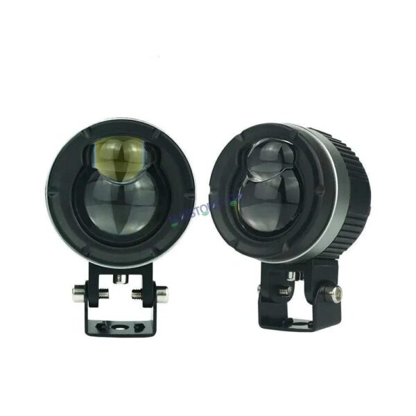 HJG P49 Dual Lens 120W New Model with Power Adaptor Foglight Ultra Wide Dual Intensity LED Driving Fog Lights White/Yellow (2*60W = 120W Total) Universal For All Cars & Bikes