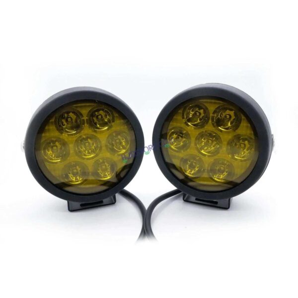 HJG Original 7 LED 140W Dual Color Yellow/White LED Fog Lights with Yellow Filter Cap Waterproof Light for Bikes, Cars, Jeeps Yellow Filter Cap with Harness