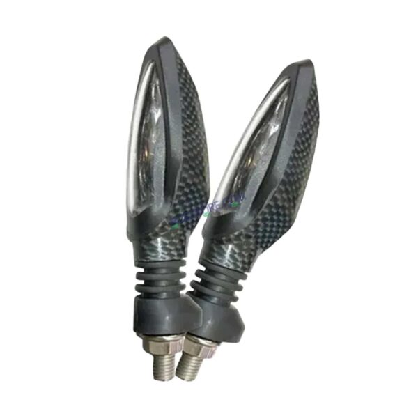 HJG Indicator Carbon Fibre Waterproof Flexible Blinker Bright LED Indicators Universal For All Bike Models Motorcycle Turn Signal Lights HJG Carbon Fibre Indicator, Pack of 2