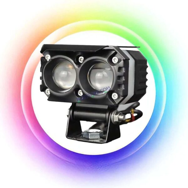 HJG M Series RGB DRL 2 Lens Projector Lens 1pc Foglight RGB DRL Modes 2 Lens LED Projector Fog Lens 25W with RGB DRL Foglight Ultra Wide Dual Intensity LED Fog Lights White/Yellow/RGB DRL Projector (25W) Universal For All Cars & Bikes LIU HJG RGB Foglight