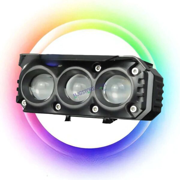 HJG M Series RGB DRL 3 Lens Projector Lens 1pc Foglight RGB DRL Modes 3 Lens LED Projector Fog Lens 25W with RGB DRL Foglight Ultra Wide Dual Intensity LED Fog Lights White/Yellow/RGB DRL Projector (25W) Universal For All Cars & Bikes LIU HJG RGB Foglight