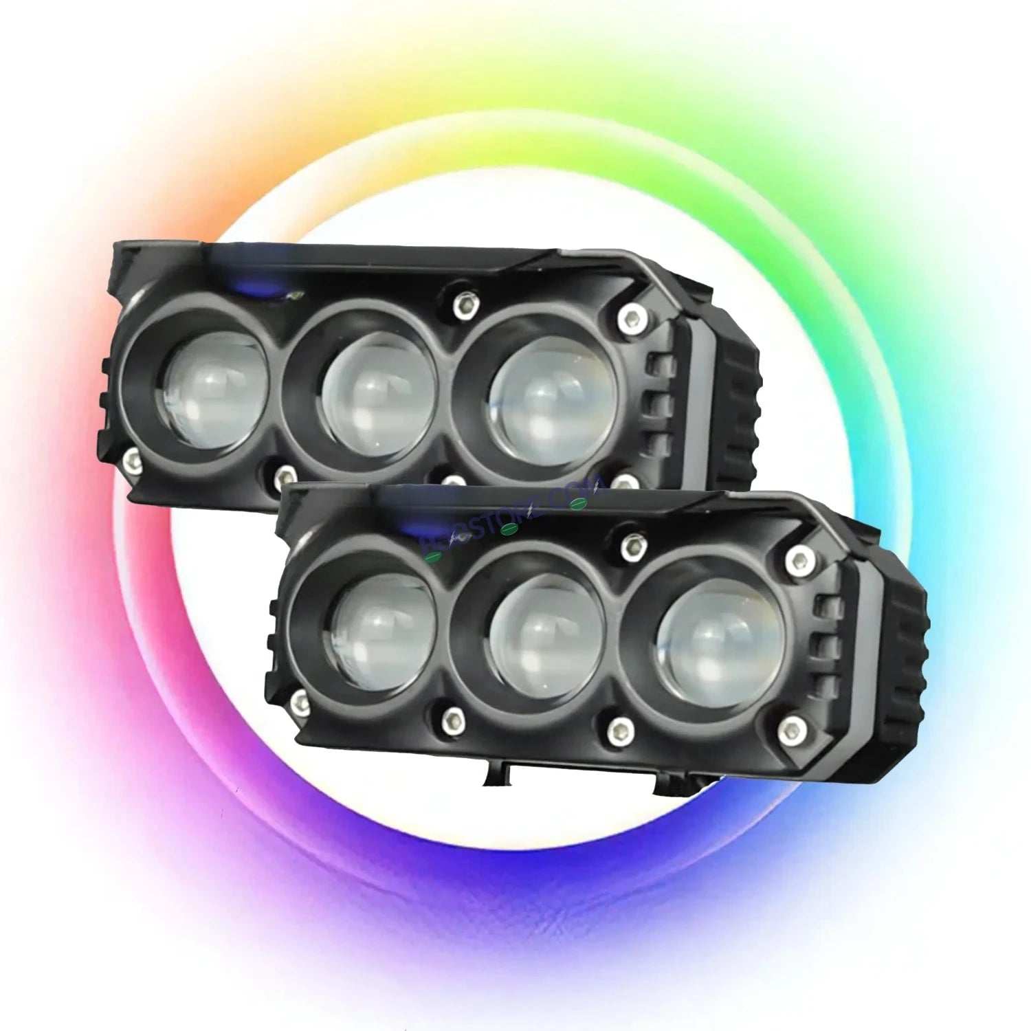 HJG M Series RGB DRL 3 Lens Projector Lens 2pc Foglight RGB DRL Modes 3 Lens LED Projector Fog Lens 50W with RGB DRL Foglight Ultra Wide Dual Intensity LED Fog Lights White/Yellow/RGB DRL Projector (50W) Universal For All Cars & Bikes LIU HJG RGB Foglight