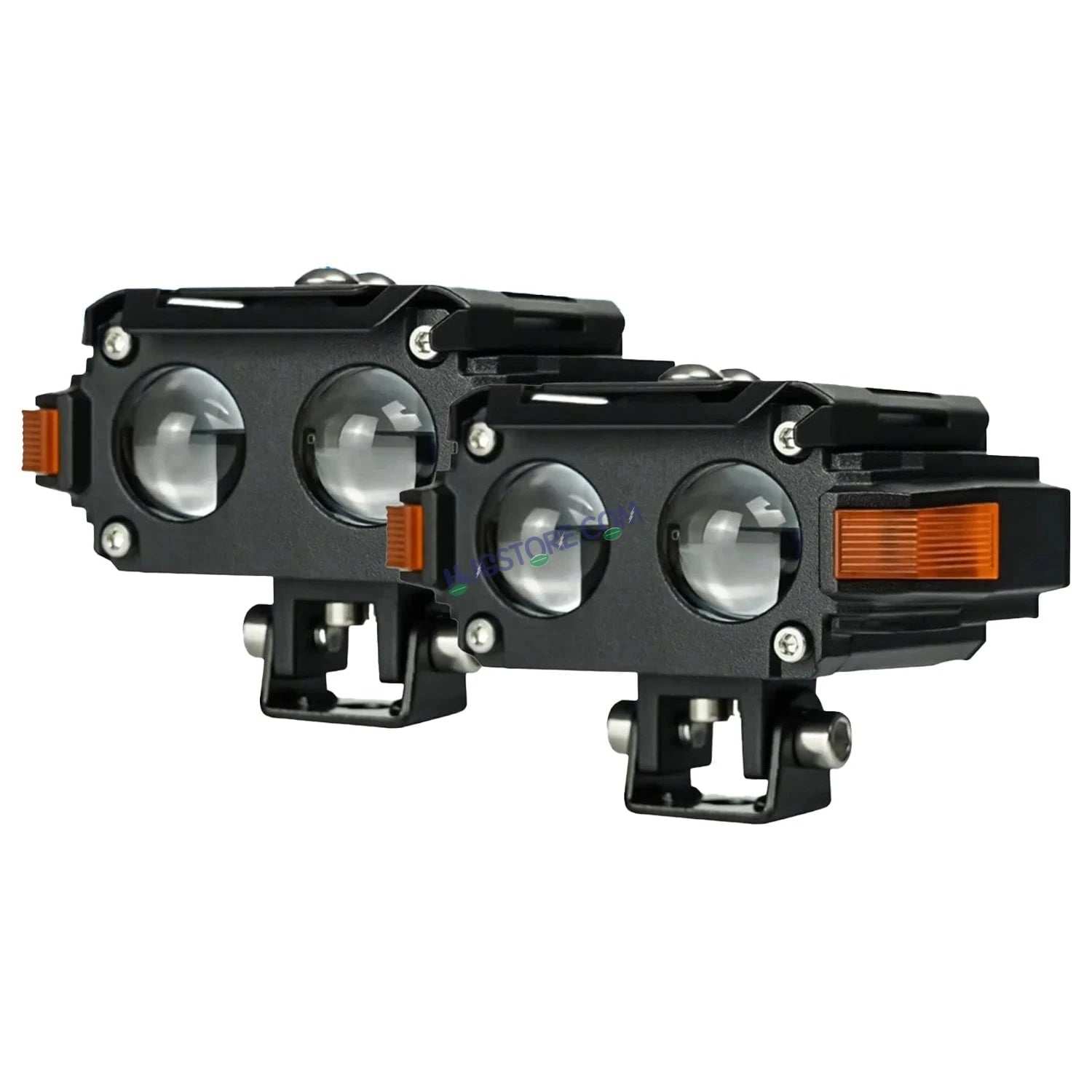 HJG Hazard Series Foglight Double 2 Lens 80W New Model with Red Orange Hazard DRL Foglight Ultra Wide Dual Intensity LED Fog Lights White/Yellow (2*40W = 80W Total) Universal For All Cars & Bikes LIU HJG Hazard S60 2 Lens Projector Fog with Red Amber DRL