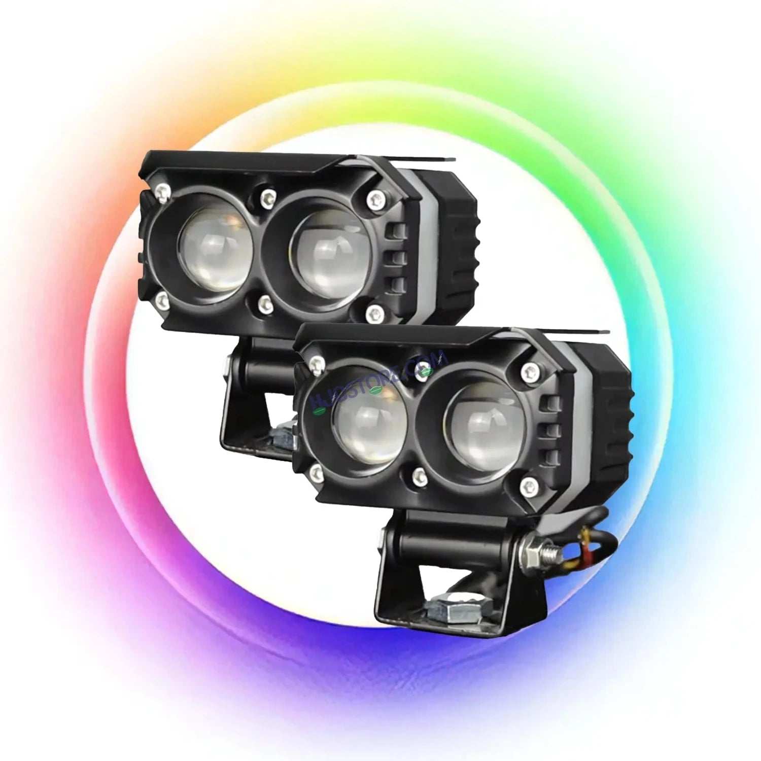 HJG M Series RGB DRL 2 Lens Projector Lens 2pc Foglight RGB DRL Modes 2 Lens LED Projector Fog Lens 50W with RGB DRL Foglight Ultra Wide Dual Intensity LED Fog Lights White/Yellow/RGB DRL Projector (50W) Universal For All Cars & Bikes LIU HJG RGB Foglight