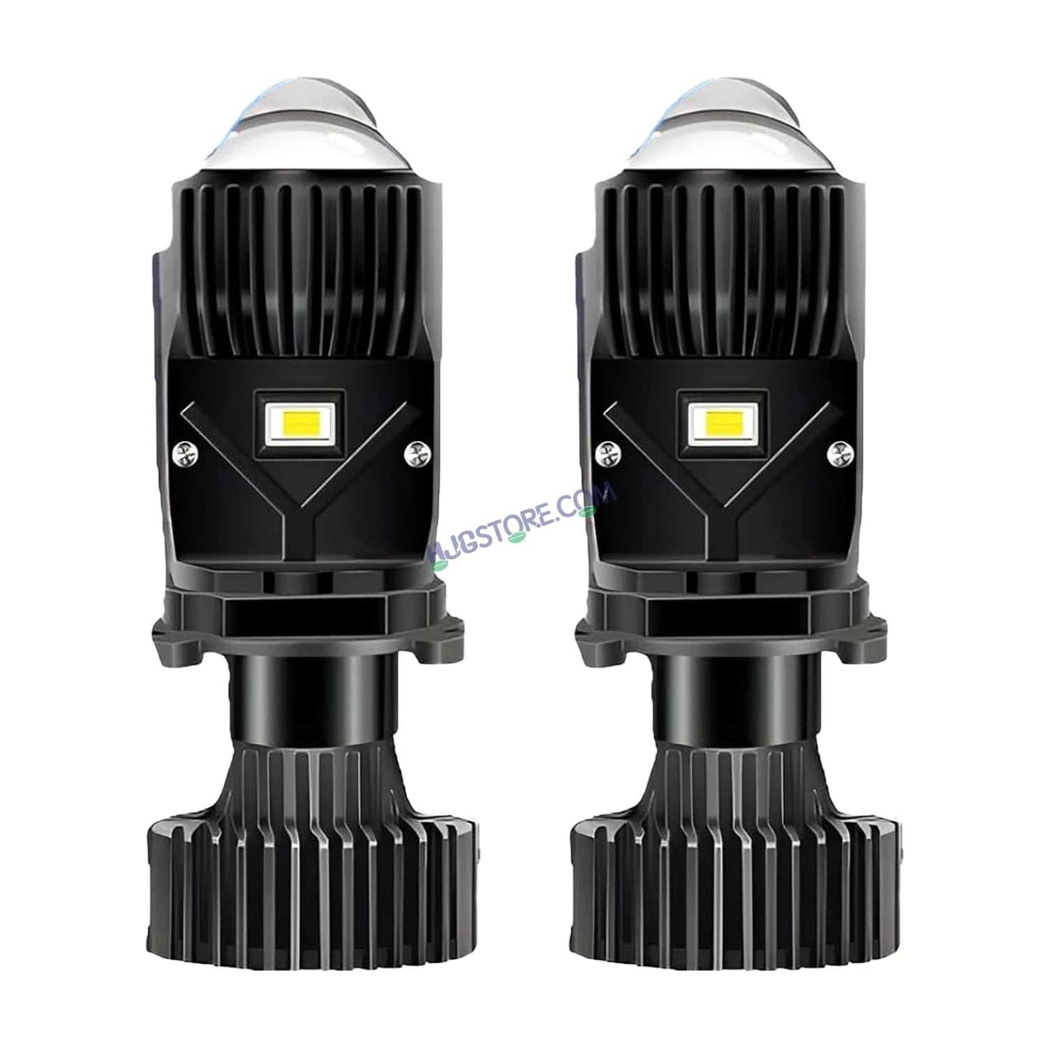 HJG H4 Dual Y6 Condenser RTD Lens Dual Projector Lens Projector Lens LED Headlight Bulb for car | Hi/Lo Beam Headlight 12V-80V | 100W | 5000LM | 3 Pin Projector h4 Headlight with Fan | (Pack of 2)