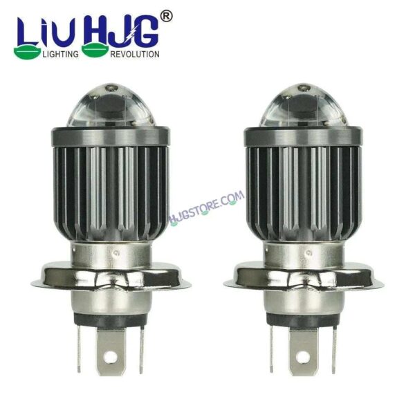Second image of HJG H4 Lens White Yellow LED Headlight Bulb H4 For All Motorcycles (Low and High Beam Bulbs (White) White Yellow 40W Lens) - Type H4