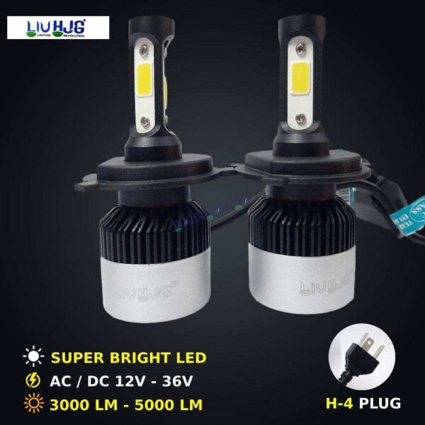 Second image of HJG Original Nighteye LED Car Headlight Bulbs with H-4 Fitting COB Chips 6500K White, for bike and car (Pack of 2)