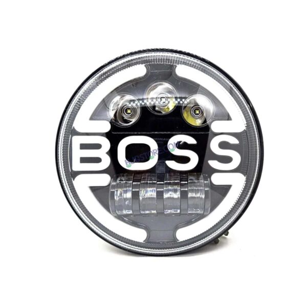 HJG 7 Inch Round Headlight Compatible with Royal Enfield, Jeep & Harley Davidson (Harley Boss Headlight)