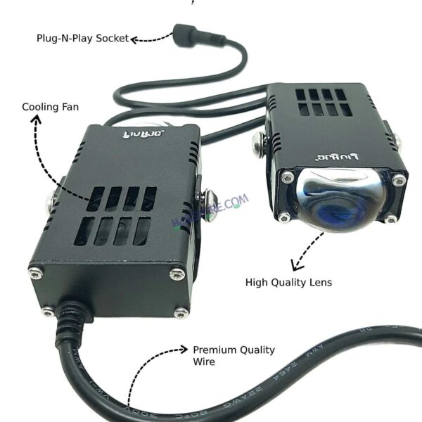 Second image of HJG Original Waymaker Dual Colour Fog Light Mini Drive Light Version 4 With Red Devil Eye And Wiring With Canbus For All Cars and Motorcycles (2Pcs) HJG Waymaker Foglight HJG