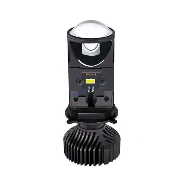 HJG Y6 Projector Lens H4 LED Bulb 50W HJG Y6 Projector Light Lamp H4 LED Mini Projector Lens with Fan for Bike Bulb 7000LM Conversion Kit Hi/Lo Beam Headlight 12V/24V for Motorcycle, Set of 1, White