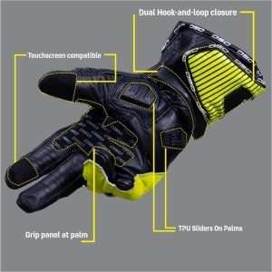 Second image of DSG Race Pro V1 Riding Glove-Black Yellow Fluo White