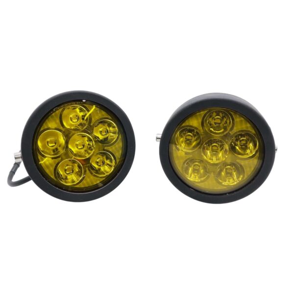LIU HJG 120W Round 6 LED Fog Lights with Yellow Cap and Wiring Kit Universal for Car & Bike (Pack of 2)