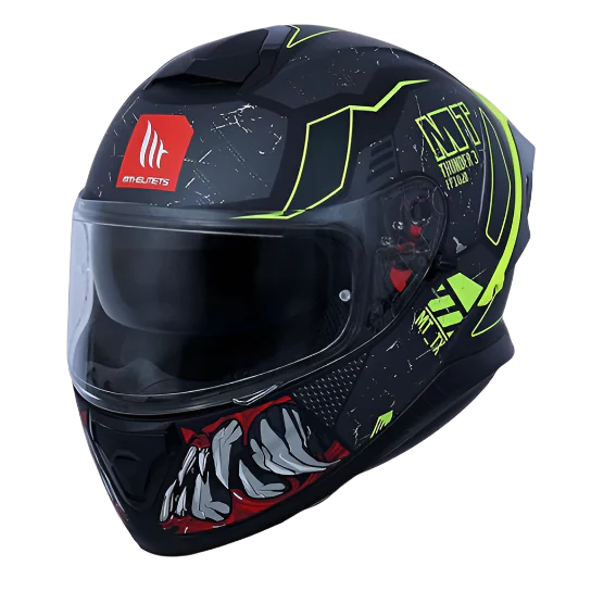 Second image of MT Thunder 3 SV Spoiler TX C2 Matt Black Grey Neon Yellow Helmet