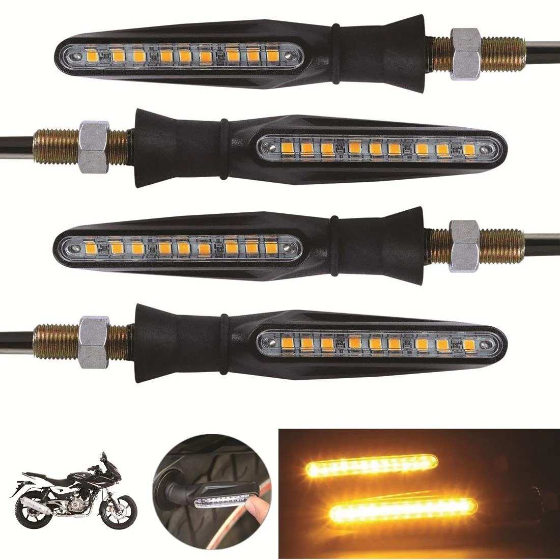 LED KTM Style Indicators for Universal All Bike Models (Amber, Pack of 4)