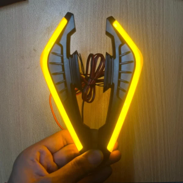 Second image of Universal Aero Fin Spoiler with Built-In LED Lights – Sleek and Functional For All Bikes (Yellow)