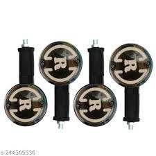 Second image of R Logo Style LED Side Indicator CNC Metal (Set of 4) White and Yellow for Royal Enfield Bullet Classic 350, 500, Chrome, Desert Storm, Standard 350, 500, Electra EFI, Twins, Twinspark