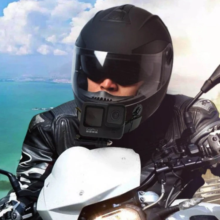 Second image of TUYU Motorcycle Integrated Hinged Helmet Chin Sports Camera Mounting Bracket, Style: With 2 Stickers